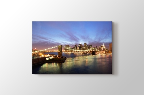 Picture of City Skyline and Brooklyn Bridge