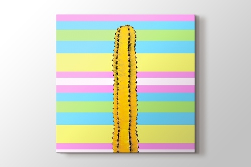 Picture of Yellow Cactus on Stripe Background