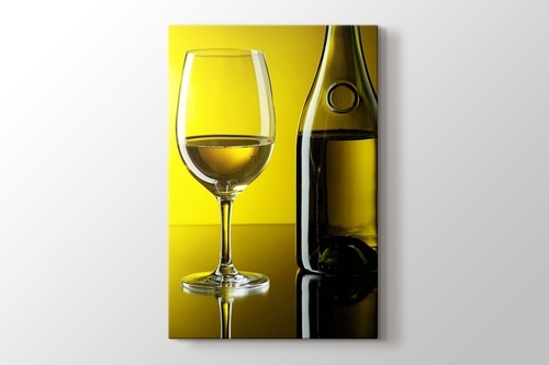 Picture of White Wine over Yellow Wall